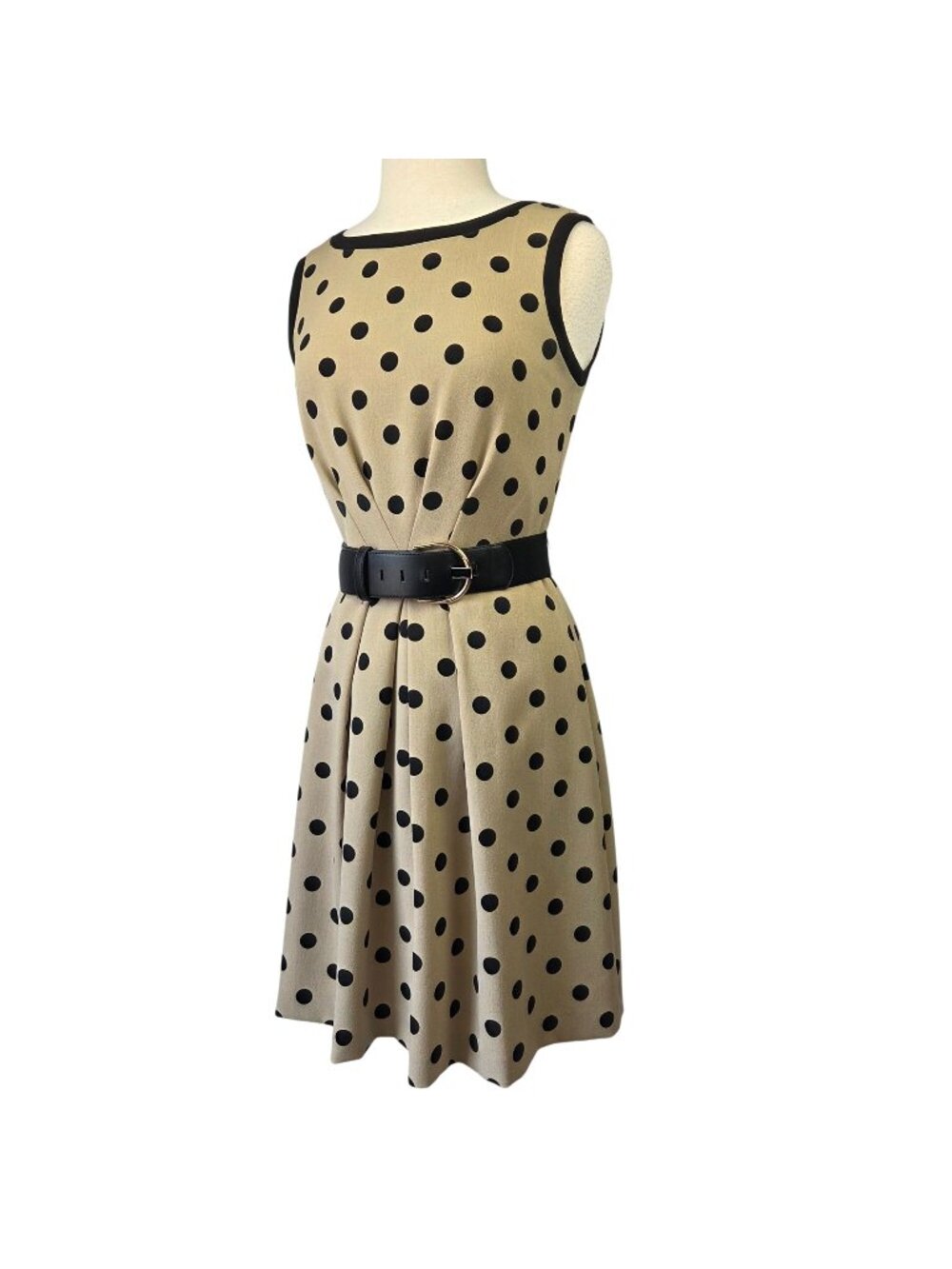 Tahari by Arthur S. Levine Polka Dot Belted Sleeveless Dress Size 4